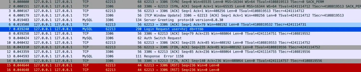 mysql-plain-pcap